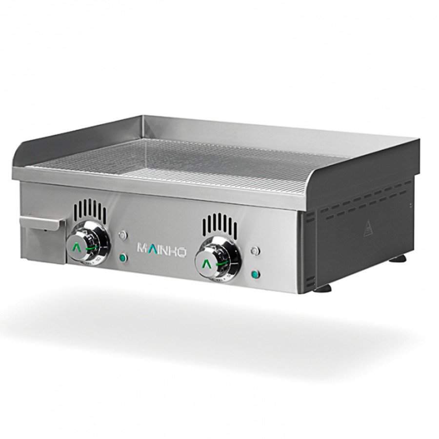 Plancha profesional eléctrica NCRREM-60N de acero inoxidable con placa ranurada