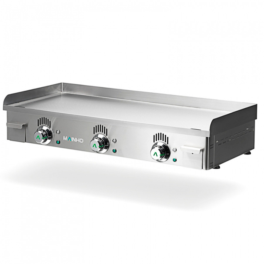 Plancha profesional eléctrica NSEM-100N de acero inoxidable con placa lisa rectificada