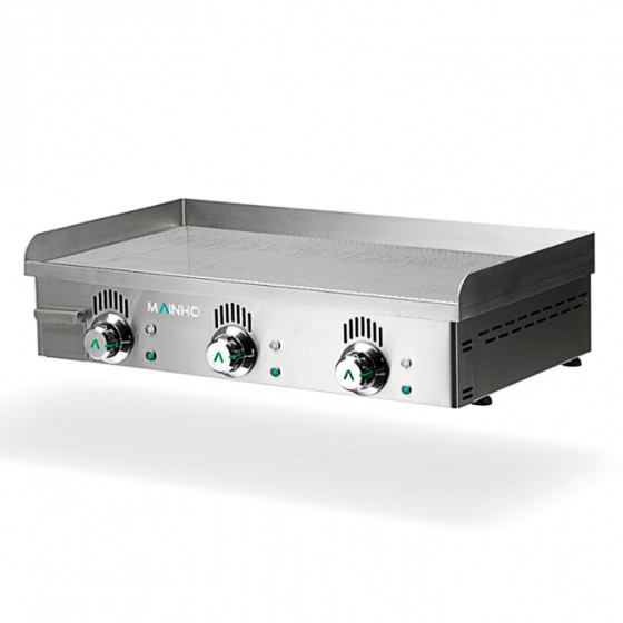 Plancha profesional eléctrica NSRREM-80N de acero inoxidable con placa ranurada rectificada