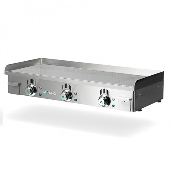 Plancha profesional eléctrica NSRREM-100N de acero inoxidable con placa ranurada rectificada