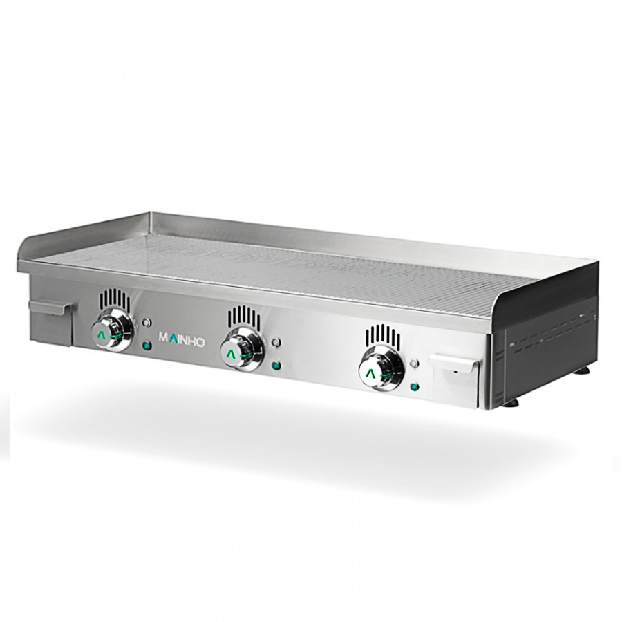 Plancha profesional eléctrica NSRREM-100N de acero inoxidable con placa ranurada rectificada