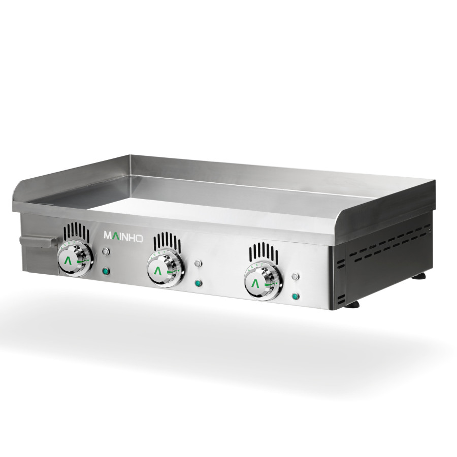 Plancha profesional eléctrica NCEM-80N de acero inoxidable con placa lisa