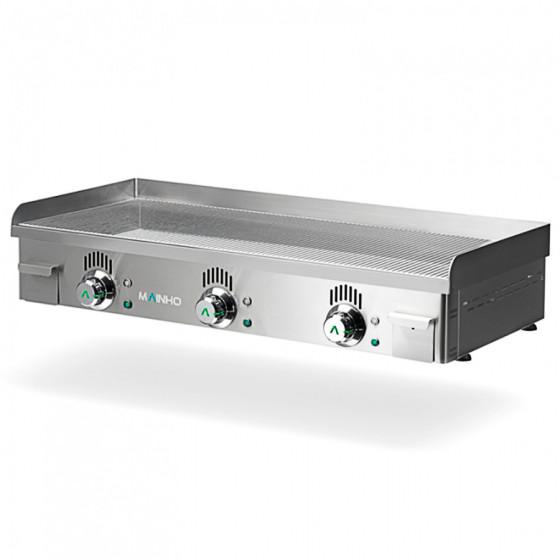 Plancha profesional eléctrica NCRREM-100N de acero inoxidable con placa ranurada