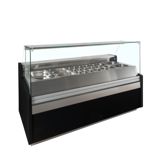 Vitrina Mostrador Refrigerada TEFCOLD SPID200 | Cristales Planos | Evaporación Ventilada | 5 x GN1/1 | 1985x960x1235 mm