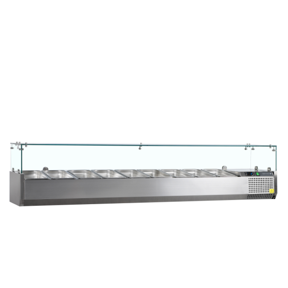 Vitrina de Ingredientes TEFCOLD VK33-200 | Sobre Encimera | 10 x GN1/4 | Acero Inoxidable SS304 | 2000x335x434 mm