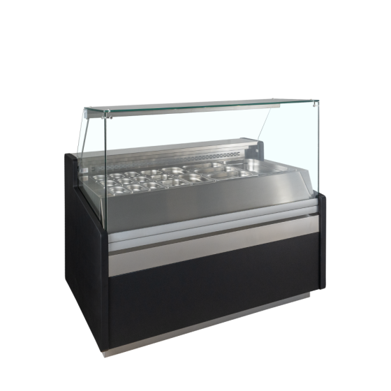 Vitrina Mostrador Refrigerada TEFCOLD SPID150 | Cristales Planos | Evaporación Ventilada | 4 x GN1/1 | 1505x960x1235 mm