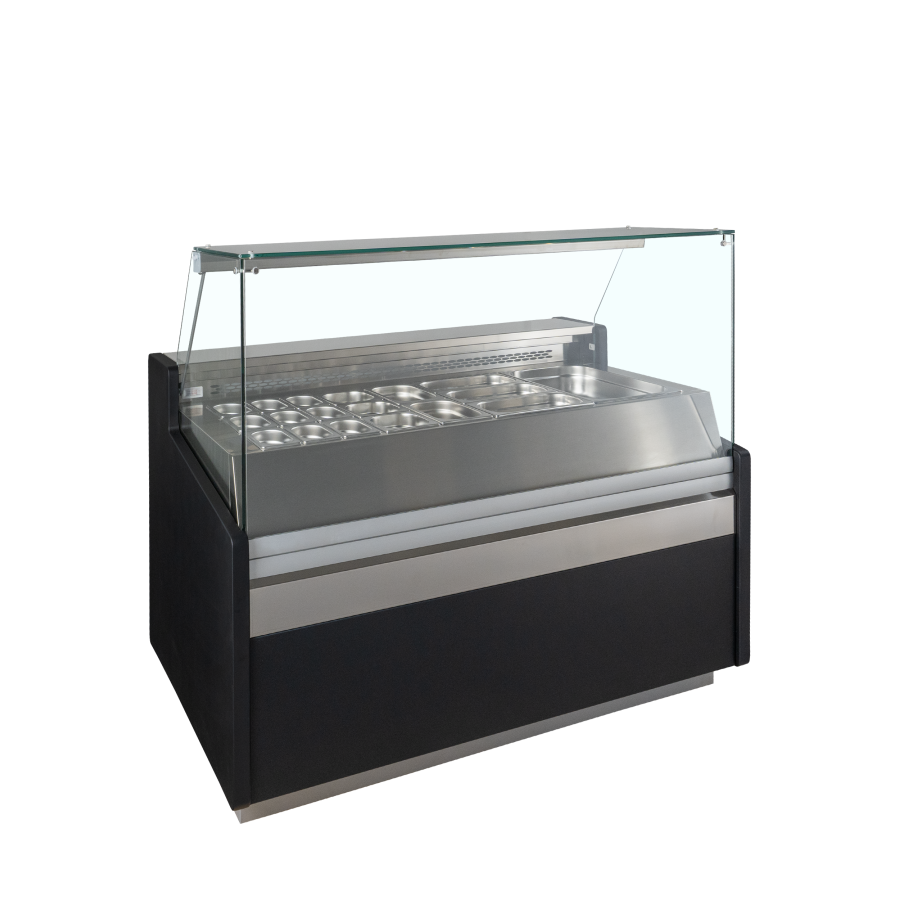 Vitrina Mostrador Refrigerada TEFCOLD SPID150 | Cristales Planos | Evaporación Ventilada | 4 x GN1/1 | 1505x960x1235 mm
