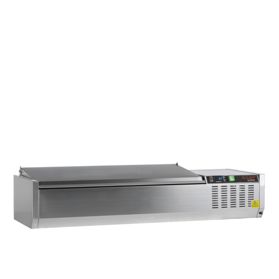 Vitrina de Ingredientes TEFCOLD GVC33-120 S/S | Sobre Encimera | Tapa de Acero Inoxidable | 5 x GN1/4 | 1200x335x288.5 mm