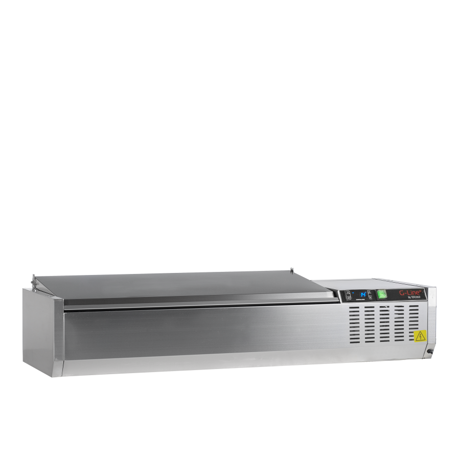 Vitrina de Ingredientes TEFCOLD GVC33-120 S/S | Sobre Encimera | Tapa de Acero Inoxidable | 5 x GN1/4 | 1200x335x288.5 mm