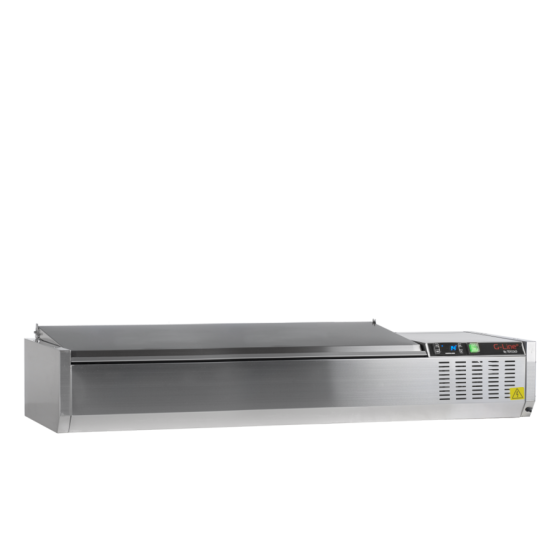 Vitrina de Ingredientes TEFCOLD GVC33-140 S/S | Sobre Encimera | Tapa de Acero Inoxidable | 6 x GN1/4 | 1400x335x288.5 mm