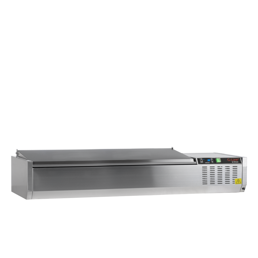 Vitrina de Ingredientes TEFCOLD GVC33-140 S/S | Sobre Encimera | Tapa de Acero Inoxidable | 6 x GN1/4 | 1400x335x288.5 mm