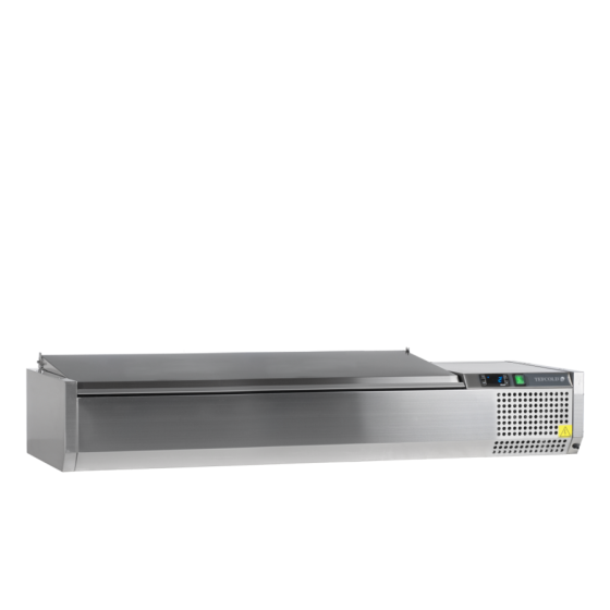 Vitrina de Ingredientes TEFCOLD VK38-150 S/S LID | Sobre Encimera | Tapa de Acero Inoxidable | 6 x GN1/3 | 1500x395x260 mm