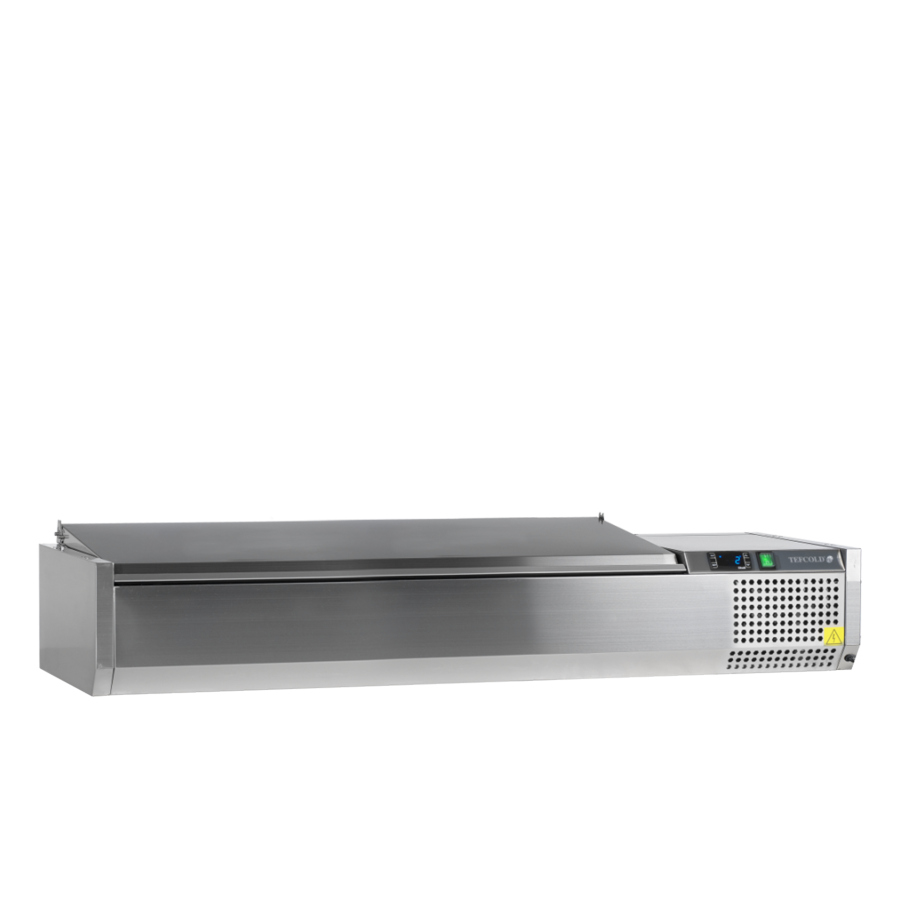 Vitrina de Ingredientes TEFCOLD VK38-150 S/S LID | Sobre Encimera | Tapa de Acero Inoxidable | 6 x GN1/3 | 1500x395x260 mm