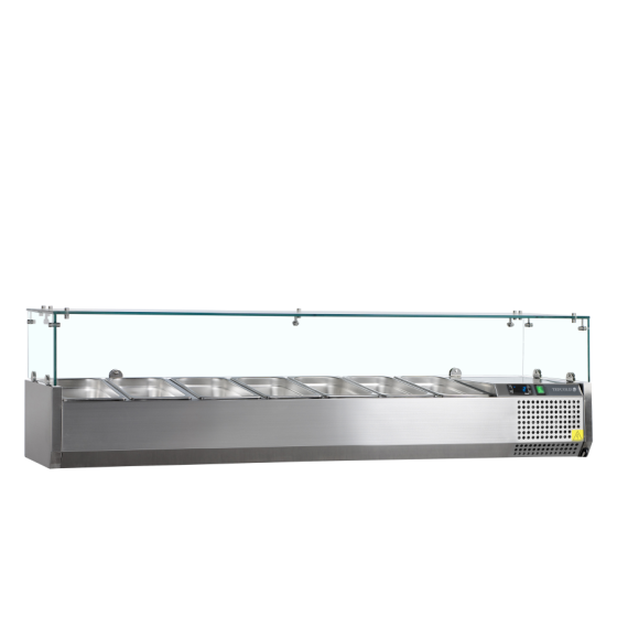 Vitrina de Ingredientes TEFCOLD VK33-160 | Sobre Encimera | 7 x GN1/4 | Acero Inoxidable SS304 | 1600x335x434 mm