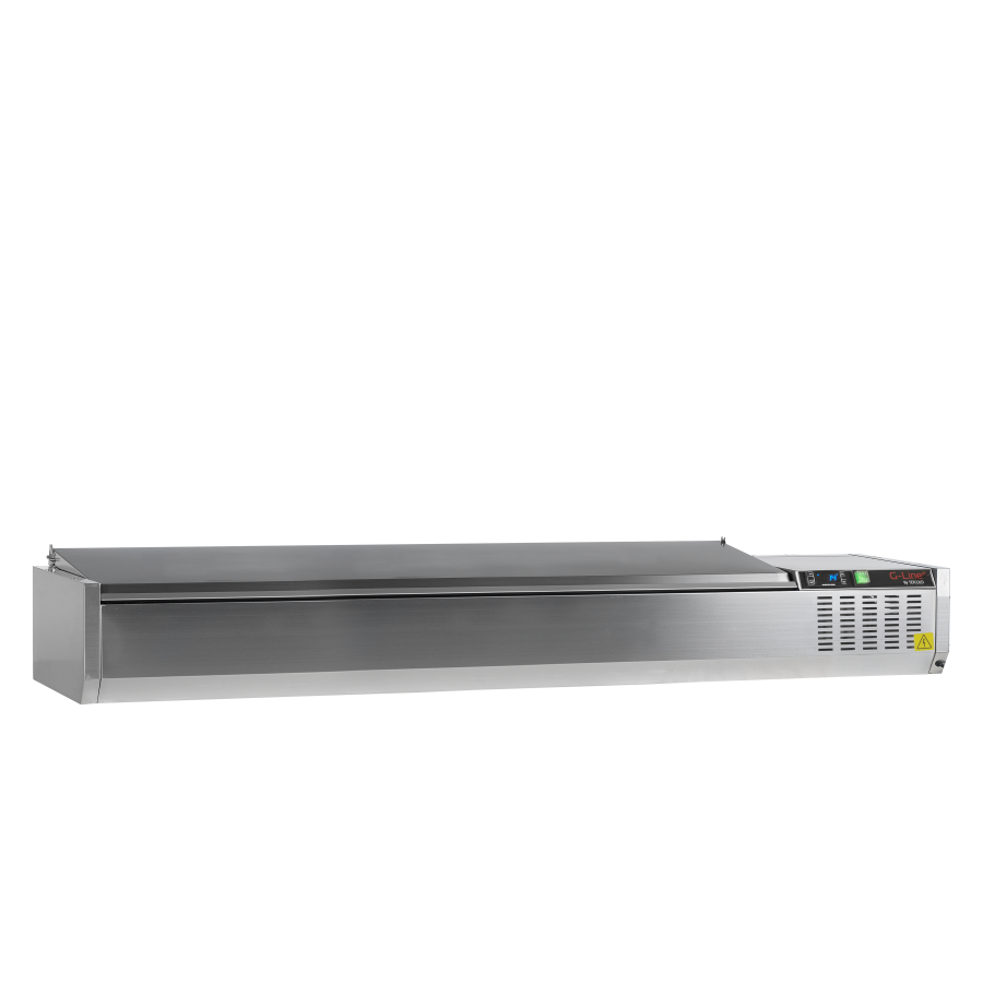 Vitrina de Ingredientes TEFCOLD GVC33-200 S/S | Sobre Encimera | Tapa de Acero Inoxidable | 10 x GN1/4 | 2000x335x288.5 mm