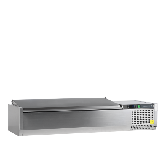 Vitrina de Ingredientes TEFCOLD VK38-120 S/S LID | Sobre Encimera | Tapa de Acero Inoxidable | 4 x GN1/3 | 1200x395x260 mm