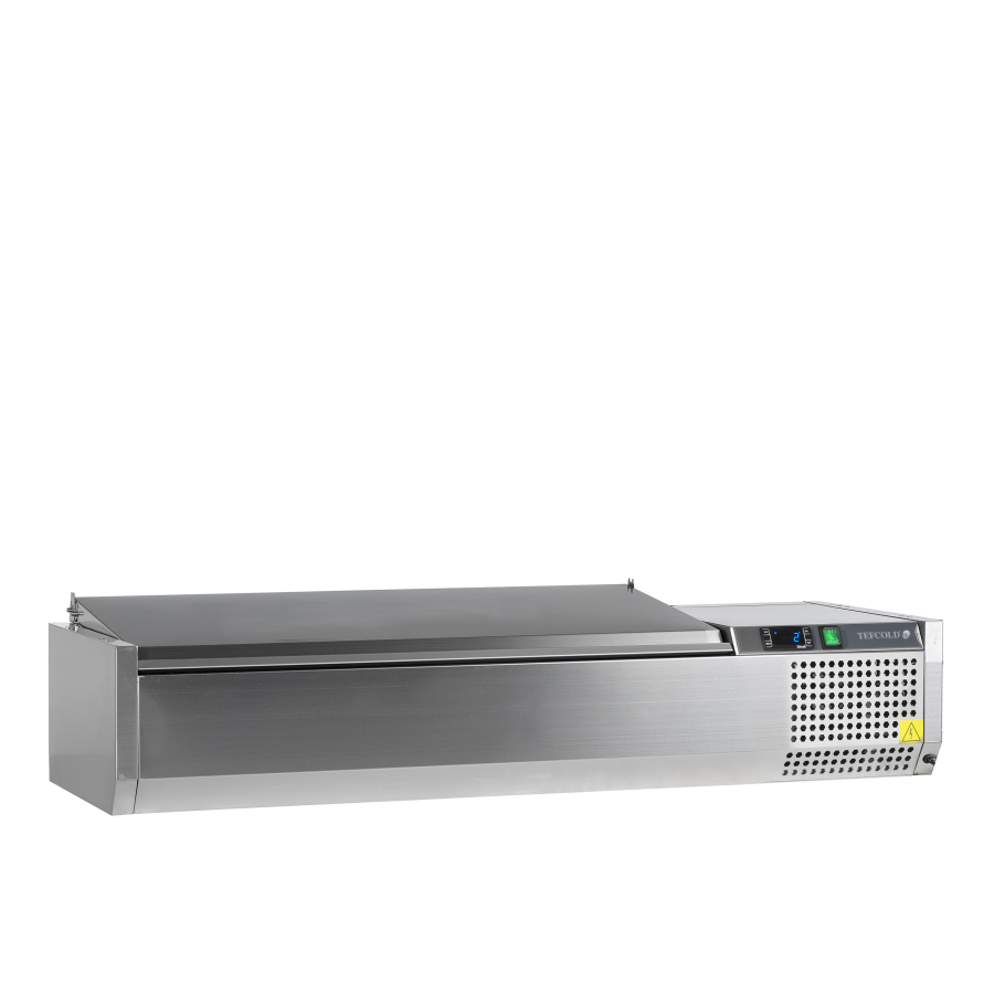 Vitrina de Ingredientes TEFCOLD VK38-120 S/S LID | Sobre Encimera | Tapa de Acero Inoxidable | 4 x GN1/3 | 1200x395x260 mm