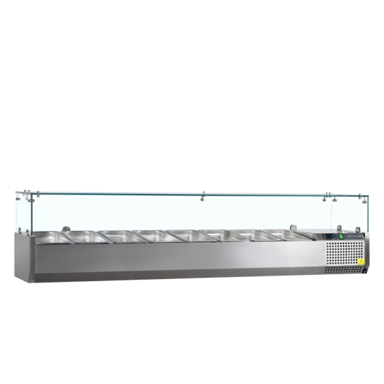 Vitrina de Ingredientes TEFCOLD VK33-180 | Sobre Encimera | 8 x GN1/4 | Acero Inoxidable SS304 | 1800x335x434 mm