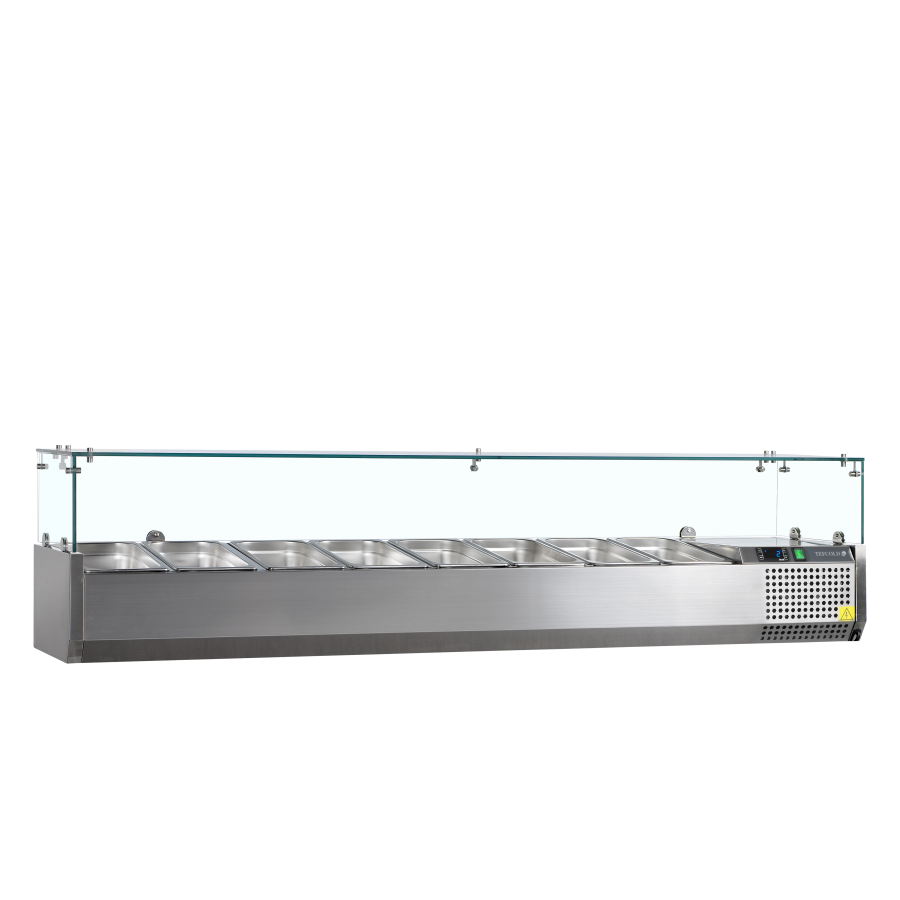 Vitrina de Ingredientes TEFCOLD VK33-180 | Sobre Encimera | 8 x GN1/4 | Acero Inoxidable SS304 | 1800x335x434 mm