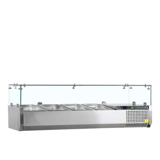 Vitrina de Ingredientes TEFCOLD VK38-120 | Sobre Encimera | 4 x GN1/3 | Acero Inoxidable SS304 | 1200x395x425 mm