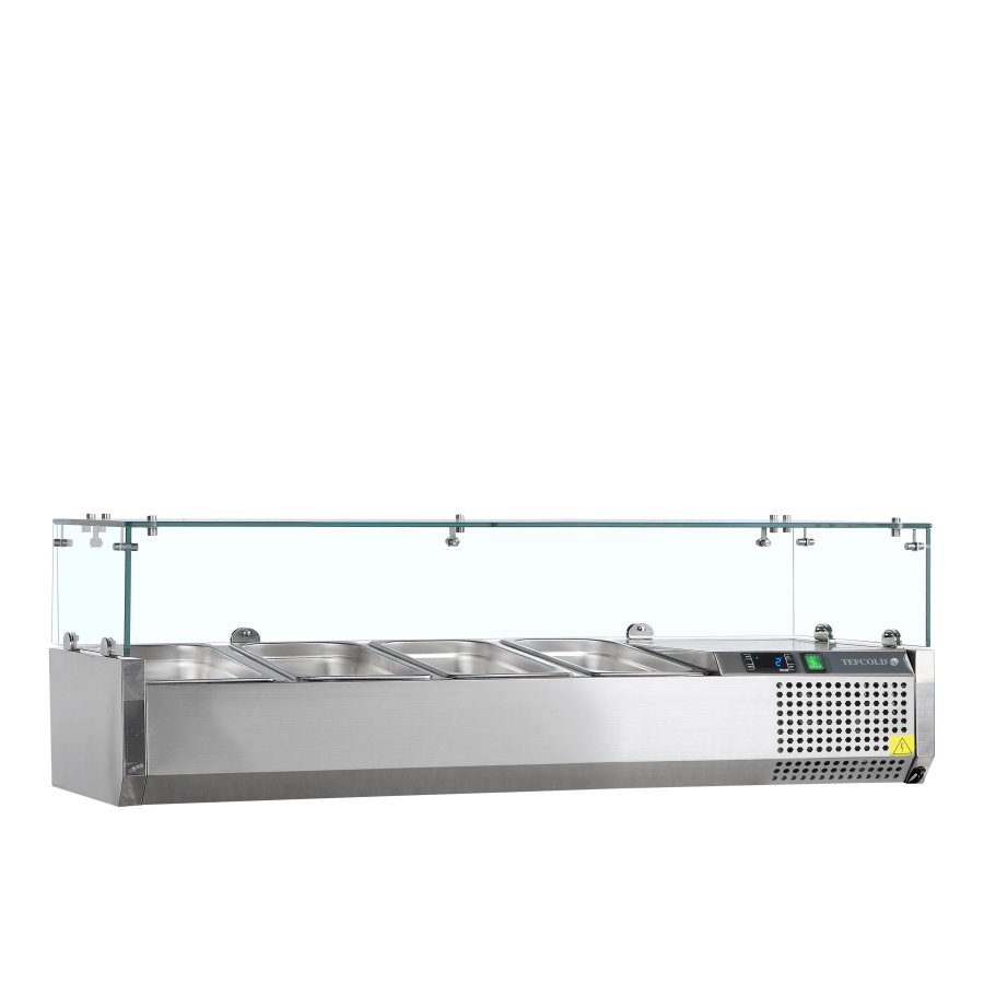 Vitrina de Ingredientes TEFCOLD VK38-120 | Sobre Encimera | 4 x GN1/3 | Acero Inoxidable SS304 | 1200x395x425 mm