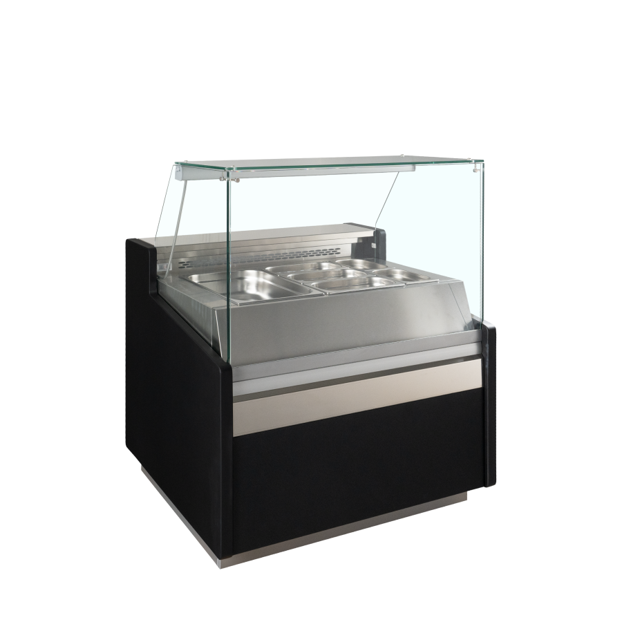 Vitrina Mostrador Refrigerada TEFCOLD SPID100 | Cristales Planos | Evaporación Ventilada | 2 x GN1/1 | 1025x960x1235 mm