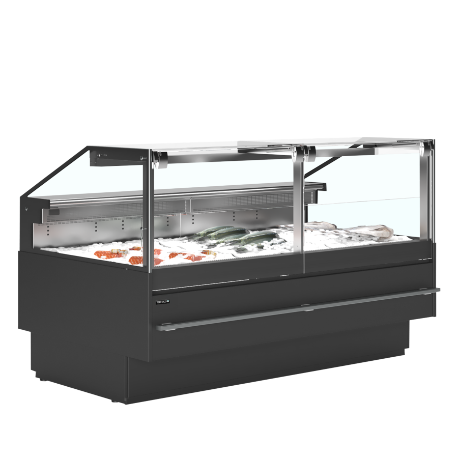 Vitrina Mostrador Especial Pescado TEFCOLD SOCA-F18790B | Cristal Elevable | Cubierta Inox | 1923x1130x1190 mm