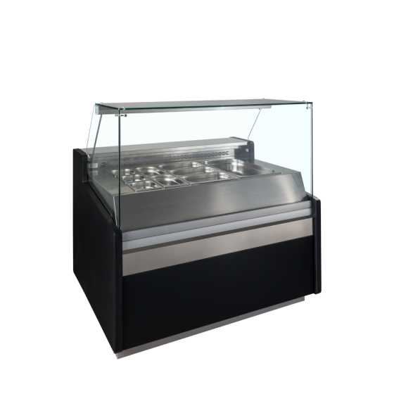 Vitrina Mostrador Refrigerada TEFCOLD SPID130 | Cristales Planos | Evaporación Ventilada | 3 x GN1/1 | 1265x960x1235 mm