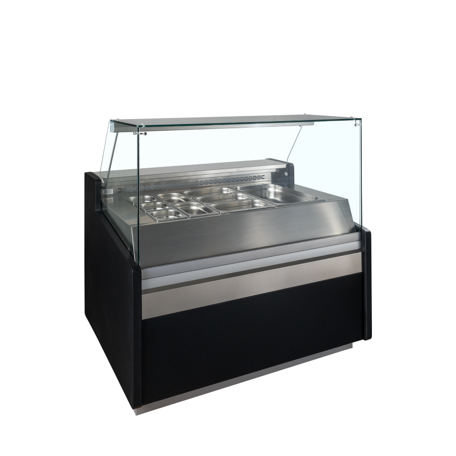 Vitrina Mostrador Refrigerada TEFCOLD SPID130 | Cristales Planos | Evaporación Ventilada | 3 x GN1/1 | 1265x960x1235 mm