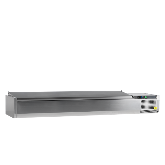 Vitrina de Ingredientes TEFCOLD VK33-200 S/S LID | Sobre Encimera | Tapa de Acero Inoxidable | 10 x GN1/4 | 2000x335x434 mm