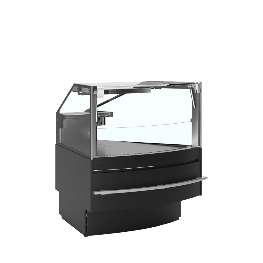 Módulo de Esquina Refrigerado 45° TEFCOLD SOCA45EXTB | Ángulo Externo | Cristal Elevable | Cubierta Inox Fondo 900 mm