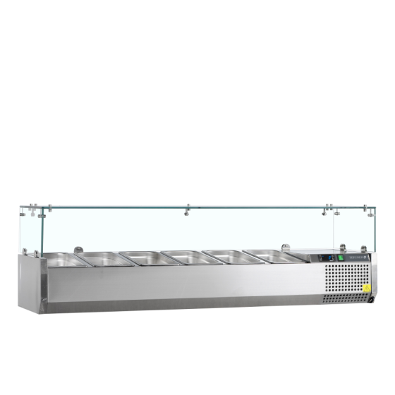 Vitrina de Ingredientes TEFCOLD VK33-140 | Sobre Encimera | 6 x GN1/4 | Acero Inoxidable SS304 | 1400x335x434 mm