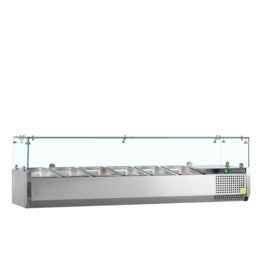 Vitrina de Ingredientes TEFCOLD VK33-140 | Sobre Encimera | 6 x GN1/4 | Acero Inoxidable SS304 | 1400x335x434 mm
