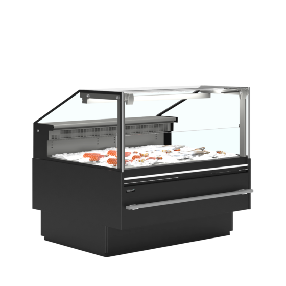 Vitrina Mostrador Especial Pescado TEFCOLD SOCA-F12590B | Cristal Elevable | Cubierta Inox