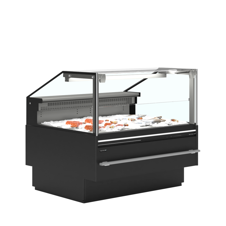 Vitrina Mostrador Especial Pescado TEFCOLD SOCA-F12590B | Cristal Elevable | Cubierta Inox