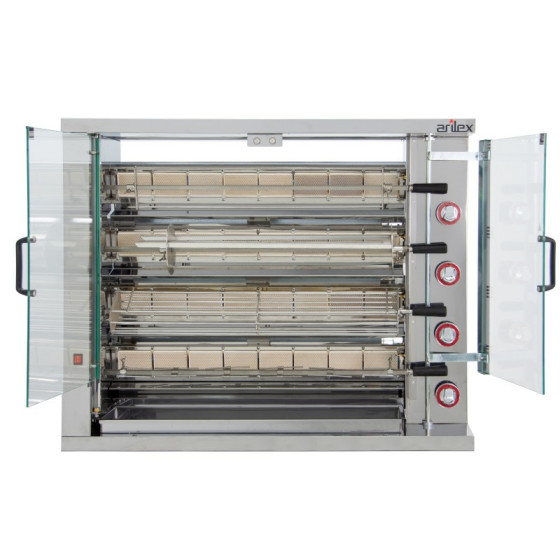 Asador Vertical a Gas Arilex | Ref: 4ASG | 4 Espadas | 16-24 Pollos | 28 kW | Acero Inox. | 1160x450x930h mm