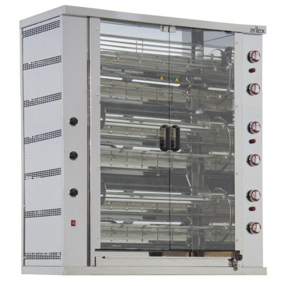 Asador Gas Planetario ARILEX | Ref: 12ASG-RP | 12 Espadas | 42 kW | 1310x635x1536 mm