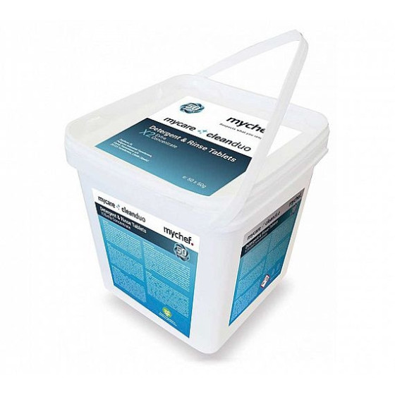 Contenedor con 50 pastillas de detergente y abrillantador