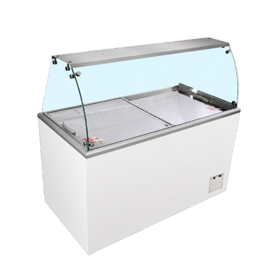 Congelador de Arcón TEFCOLD IDA300-W1+ | Vitrina para 8 Cubetas (5L) | 1094x694x1330 mm | Cristal Curvo | Clase Climática 7