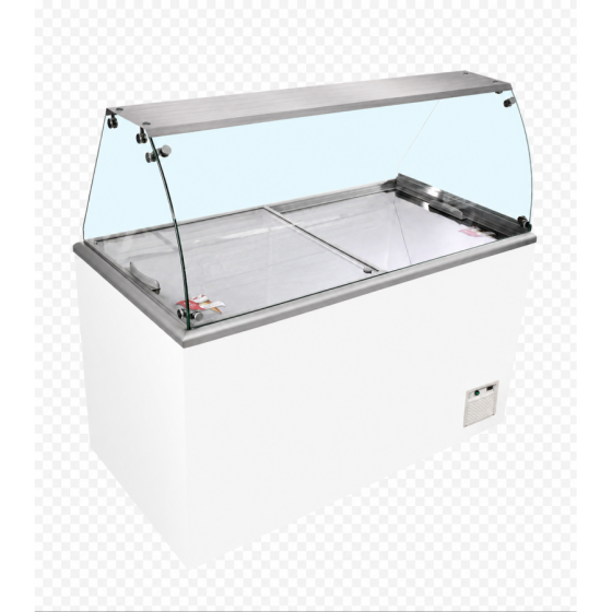 Congelador de Arcón TEFCOLD IDA200-W1+ | Vitrina para 5 Cubetas (5L) | 764x694x1330 mm | Cristal Curvo | Clase Energética C