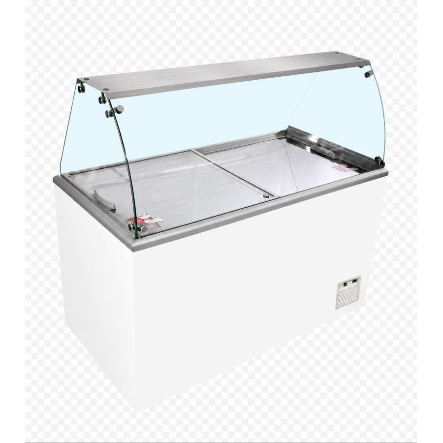 Congelador de Arcón TEFCOLD IDA200-W1+ | Vitrina para 5 Cubetas (5L) | 764x694x1330 mm | Cristal Curvo | Clase Energética C