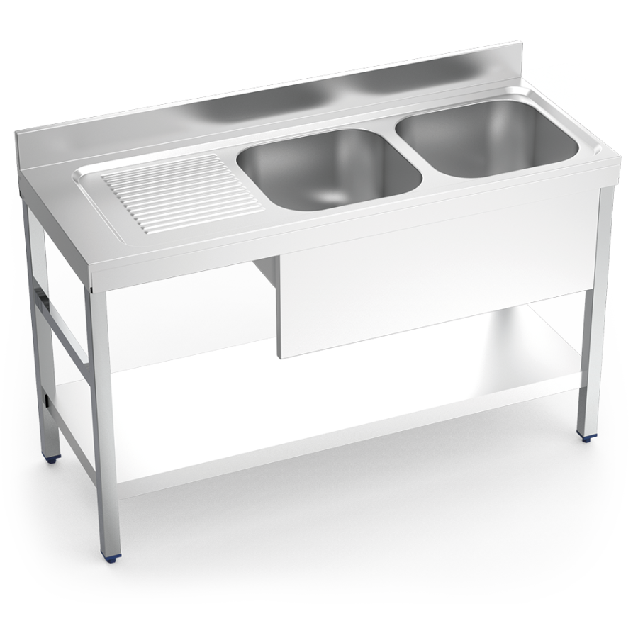 Fregadero Fricosmos Inox | Ref: 052008 | 2 Cubetas + Escurridor Izq. | 1400x550x850 mm
