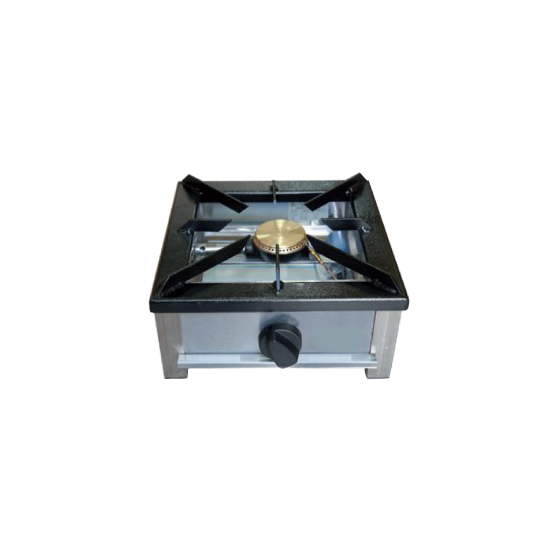 Cocina Industrial a Gas Alto Rendimiento 1 Fuego F-1G-AR-LB | Parrilla de Hierro | Acero Inoxidable | 400x400x210 mm
