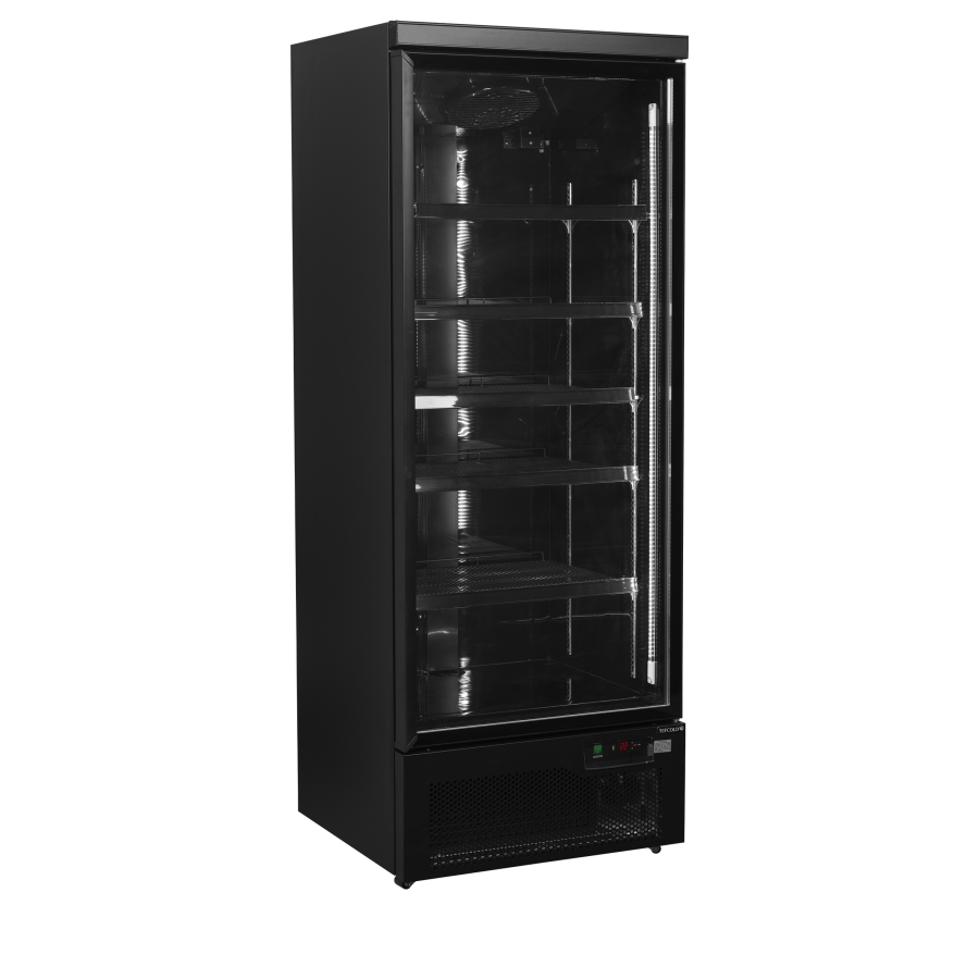 Expositor Refrigerado Atom Maxi C1DBB | Puerta Batiente | Interior y Exterior Negro | 750x710x2003 mm | Clase Energética B