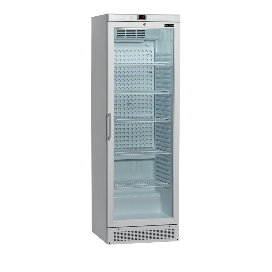 Refrigerador Expositor TEFCOLD MSU400 | 347L | 1 Puerta Cristal | Vent. | LED | +2/+10°C | R600a | Clase D | 595x640x1840 mm