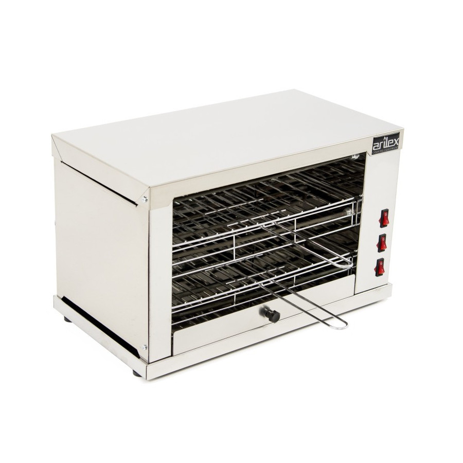 Horno Tostador Inox 2DUO | 2 Pisos | Sin Temporizador Inox| Fondo 27cm | Parrillas Extraíbles | 3.45kW | 510x280x325 mm