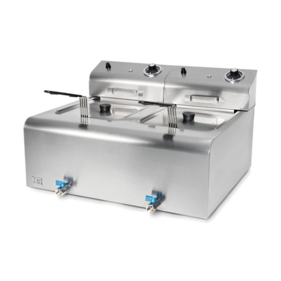 Freidora Eléctrica Doble FD8L8L600 | 8+8 Litros | Cuba Embutida AISI 304 con Grifos | 3.8+3.8 kW | 230V | 600x523x350 mm