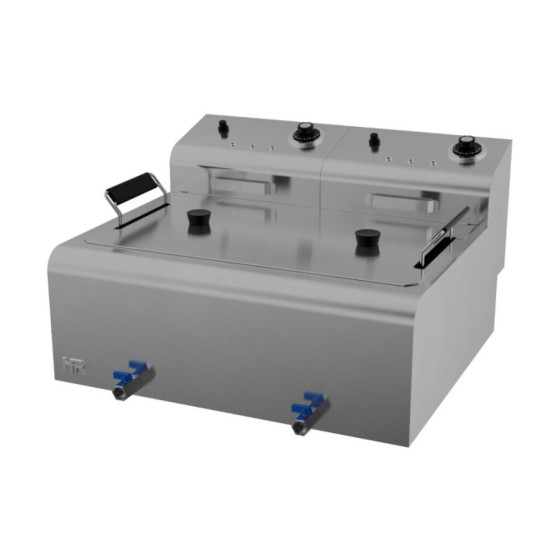 Freidora Eléctrica FD20LAR600 | 20 Litros Alto Rendimiento | Cuba Única con Grifo | 11 kW (5.5+5.5 kW) | 230V | 600x570x350 mm