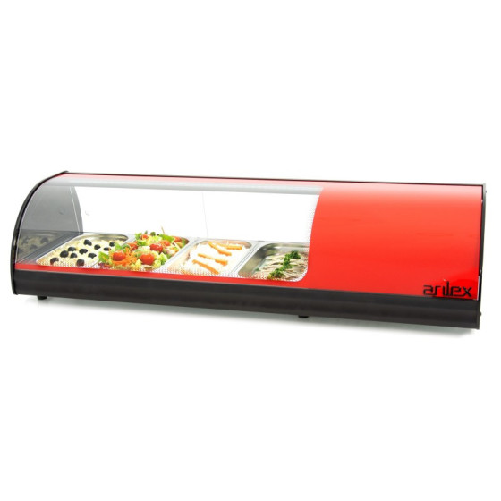 Vitrina Refrigerada de Tapas Roja | 4VTG-RO | 4 Bandejas GN 1/3 | Cristal Templado | +2°C a +6°C | R152a | 230V