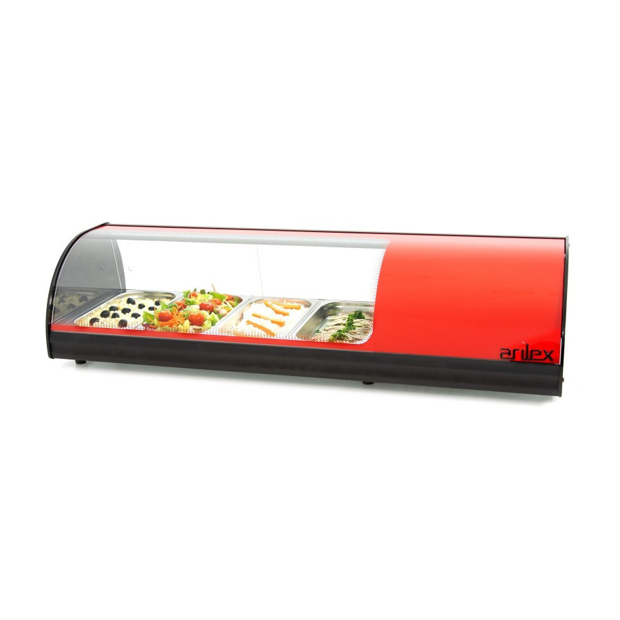 Vitrina Refrigerada de Tapas Roja | 4VTG-RO | 4 Bandejas GN 1/3 | Cristal Templado | +2°C a +6°C | R152a | 230V